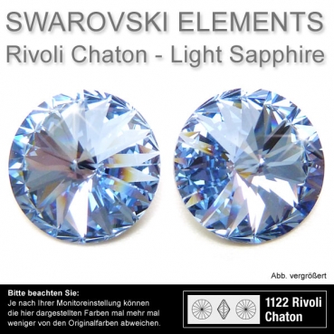 Swarovski® Kristalle Rivoli Chaton 1122, 14 mm Light Sapphire