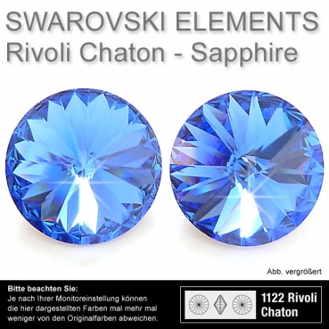 Swarovski® Kristalle Rivoli Chaton 1122, 12 mm Sapphire