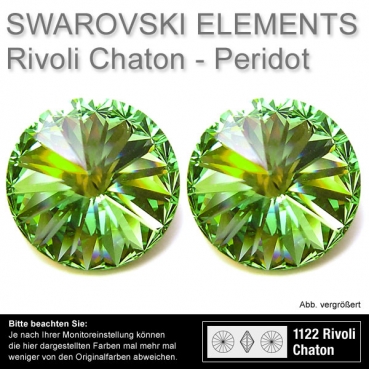 Swarovski® Kristalle Rivoli Chaton 1122, 12 mm Peridot