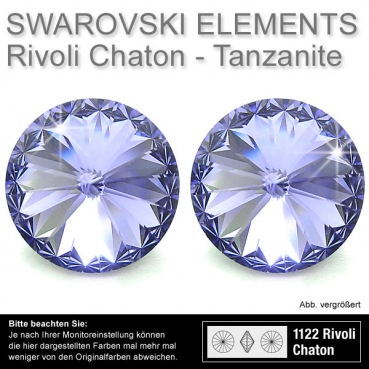 Swarovski® Kristalle Rivoli Chaton 1122, 12 mm Tanzanit