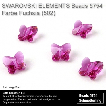 1 Stück Swarovski® Kristall Perle 5754, Schmetterling 10 mm, Fuchsia