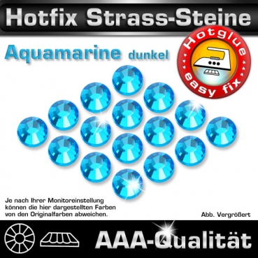 ShineStone 2cut Hotfix Strass-Steine SS20 Dunkles Aquamarine-Blau (Capri Blue) - Profi-Qualität