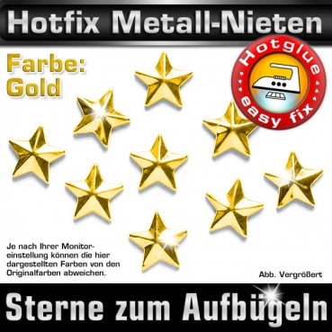 Metall-Nieten Hotfix (Stern), 13 mm, Gold, zum Aufbügeln