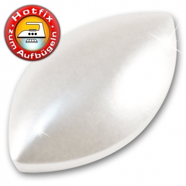 Swarovski® 2208 Navette-Cabochon Hotfix, 6x3,5 mm Crystal White Pearl (Halb-Perlen zum Aufbügeln)