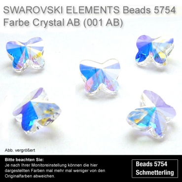 1 Stück Swarovski® Kristall Perle 5754, Schmetterling 8 mm, Crystal AB