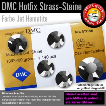 DMC Hotfix Strass-Steine SS20, Jet Hematite