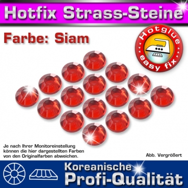 ShineStone 2cut Hotfix Strass-Steine SS16 Rot (Siam) - Profi-Qualität