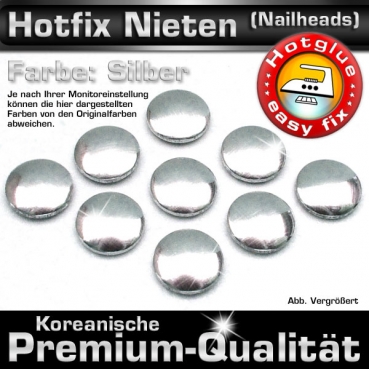 ShineStone Metall-Nieten Hotfix (Nailhead), 4 mm Silber glänzend, in Premium-Qualität zum Aufbügeln