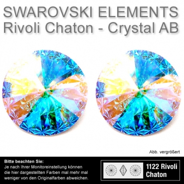 Swarovski® Kristalle Rivoli Chaton 1122, 14 mm Crystal AB (Aurore Boreale)