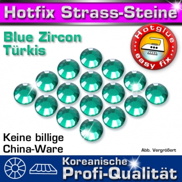 ShineStone 2cut Hotfix Strass-Steine SS6 Türkis (Blue Zirkon) - Profi-Qualität