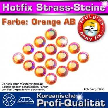 ShineStone 2cut Hotfix Strass-Steine SS16 Orange AB (Hyazinth AB) - Profi-Qualität