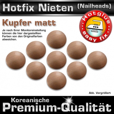 ShineStone Metall-Nieten Hotfix (Nailhead), 4 mm Kupfer matt, in Premium-Qualität zum Aufbügeln