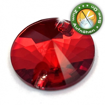 ShineStone DeLuxe Rivoli, 16 mm Rot (Strass Steine zum Aufnähen)