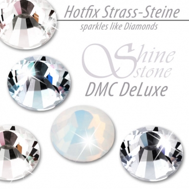 ShineStone DeLuxe Hotfix Strass-Steine SS34 Dunkelrot Weiß Opal White Opal  zum Aufbügeln