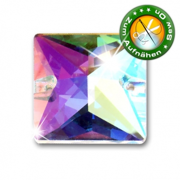 ShineStone DeLuxe - 22mm Quadrat Crystal AB Strasssteine zum Aufnähen
