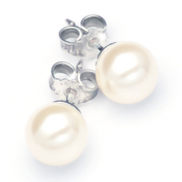 1 Paar Sterling Silber Ohrstecker gefertigt mit Swarovski® Crystal Pearls, Farbe Cream Pearl