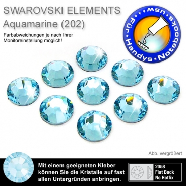 Swarovski® Kristalle 2058 KEIN Hotfix, SS10 Aquamarine (Strass-Steine, Glitzersteine)