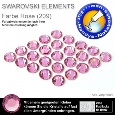 Swarovski® Kristalle 2058 KEIN Hotfix, SS10 Rose (Strass-Steine)