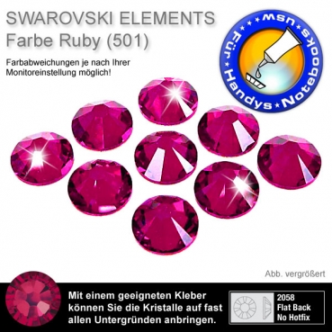 Swarovski® Kristalle 2058 KEIN Hotfix, SS10 Ruby (Strass-Steine)