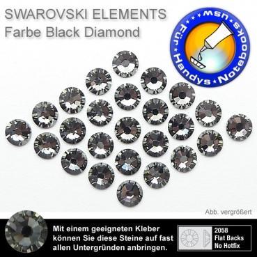 Swarovski® Kristalle 2058 KEIN Hotfix, SS5 Black Diamond (Strass-Steine)