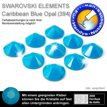 Swarovski® Kristalle 2058 KEIN Hotfix, SS5 Caribbean Blue Opal (Strass-Steine)