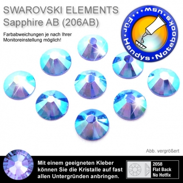 Swarovski® Kristalle 2058 KEIN Hotfix, SS5 Sapphire AB (Strass-Steine)