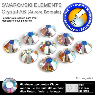 Swarovski® Kristalle 2058 KEIN Hotfix, SS6 Crystal AB (Strass-Steine, Glitzersteine)