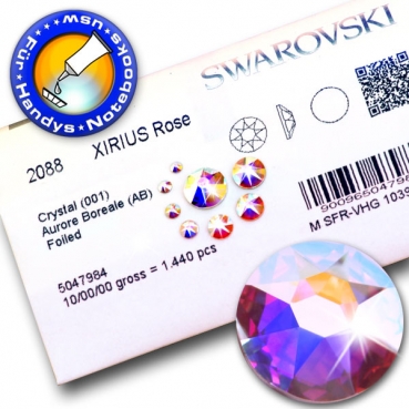 Swarovski® Kristalle 2088 XIRIUS KEIN Hotfix, SS48 Crystal AB (Strass-Steine zum Aufkleben)