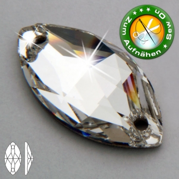 Swarovski® Kristalle 3223 Navette, 18x9 mm Crystal (Strass Steine zum Aufnähen)