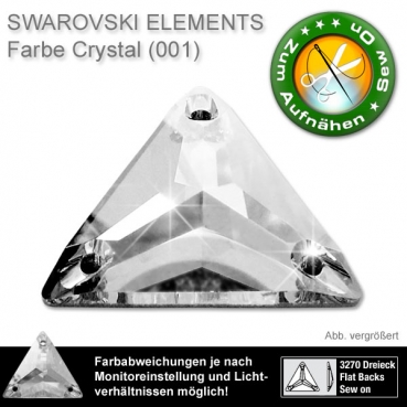 Swarovski® Kristalle 3270 Dreieck, 16 mm Crystal (Strass Steine zum Aufnähen)