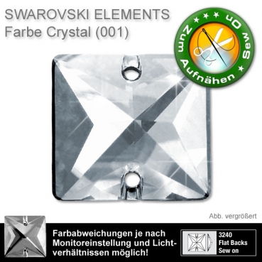 Swarovski® Kristalle 3240 Quadrat, 16 mm Crystal (Strass Steine zum Aufnähen)
