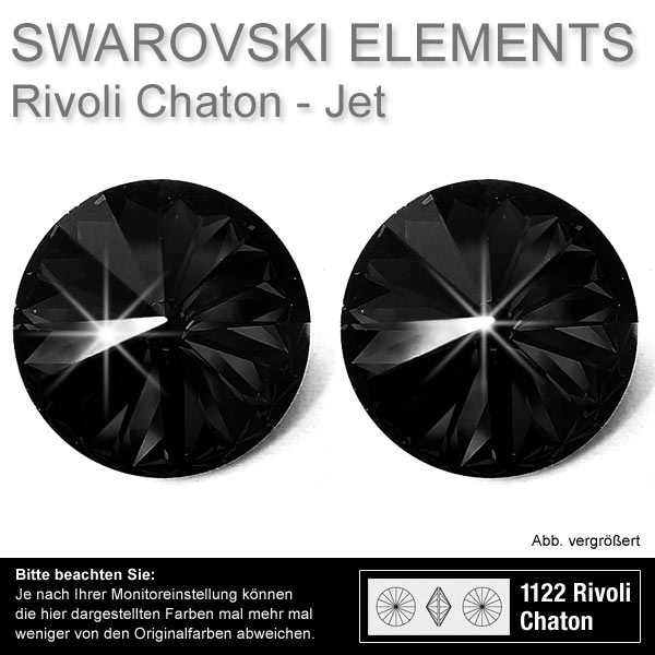 Swarovski® Kristalle Rivoli Chaton 1122, 14 mm Jet