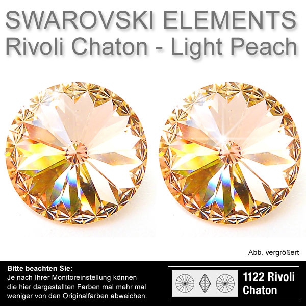 Swarovski® Kristalle Rivoli Chaton 1122, 14 mm Light Peach