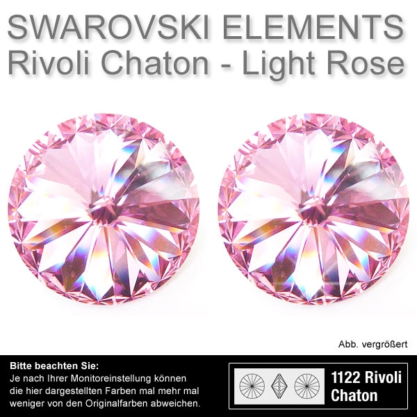Swarovski® Kristalle Rivoli Chaton 1122, 14 mm Light Rose