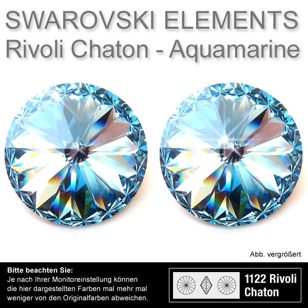 Swarovski® Kristalle Rivoli Chaton 1122, 14 mm Aquamarine