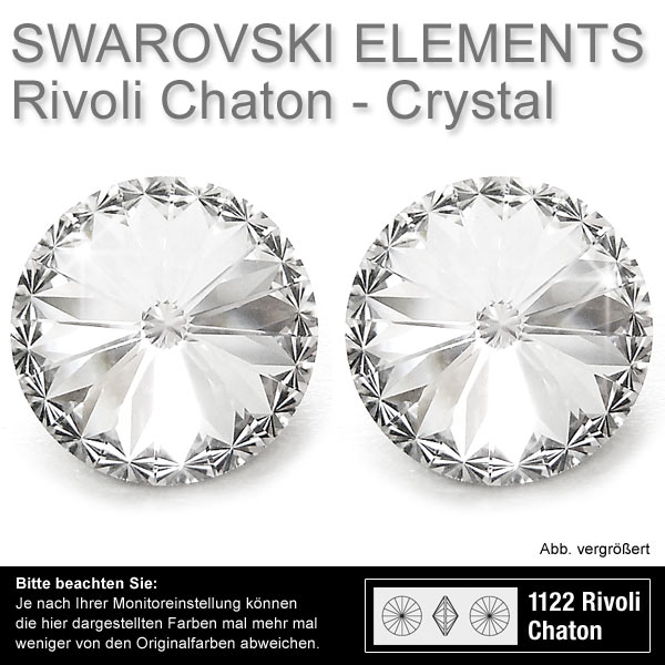 Swarovski® Kristalle Rivoli Chaton 1122, 12 mm Crystal