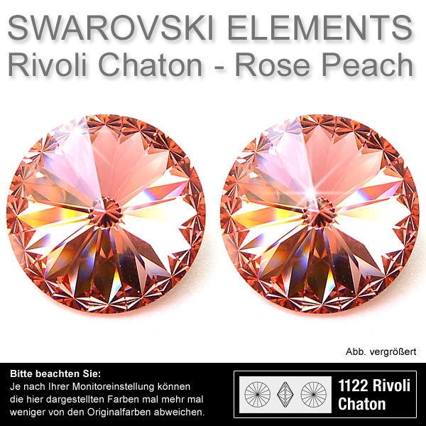 Swarovski® Kristalle Rivoli Chaton 1122, 12 mm Rose Peach