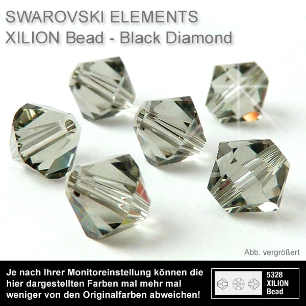 Swarovski® Perlen 5328, 4 mm, Black Diamond