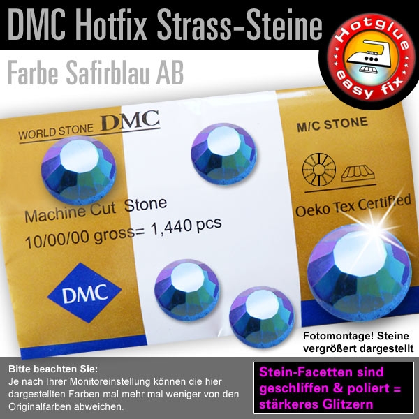 DMC Hotfix Strass-Steine SS20, Safirblau AB