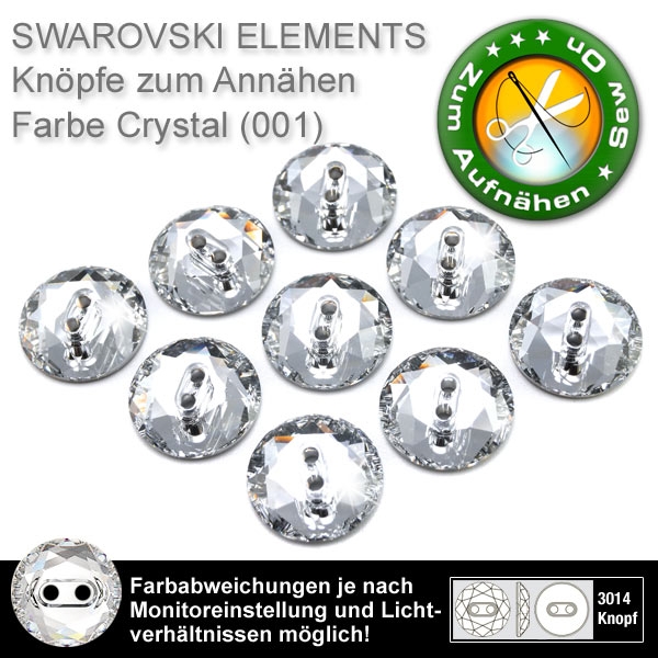 Swarovski® Kristalle 3014 Knopf, 16 mm Crystal (zum Annähen)