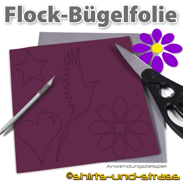 Flockfolie, Bügelfolie als Bogenware 20 x 25 cm, Farbe Orchidee
