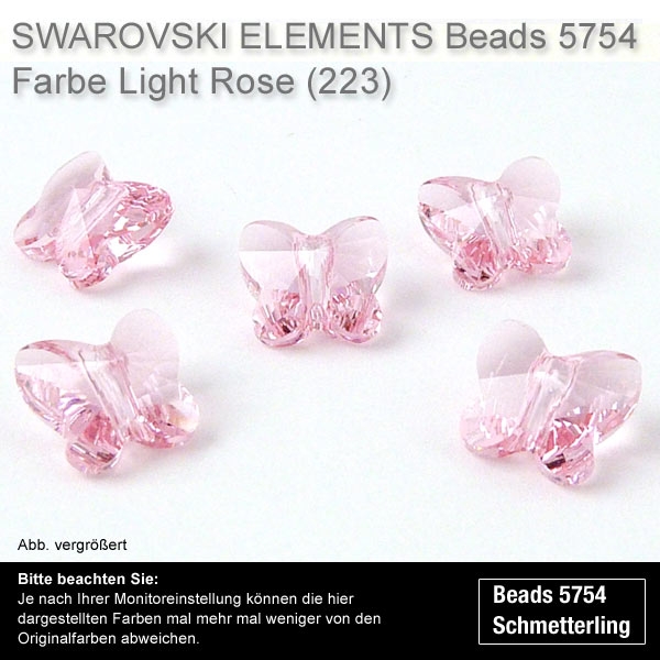 1 Stück Swarovski® Kristall Perle 5754, Schmetterling 8 mm, Light Rose