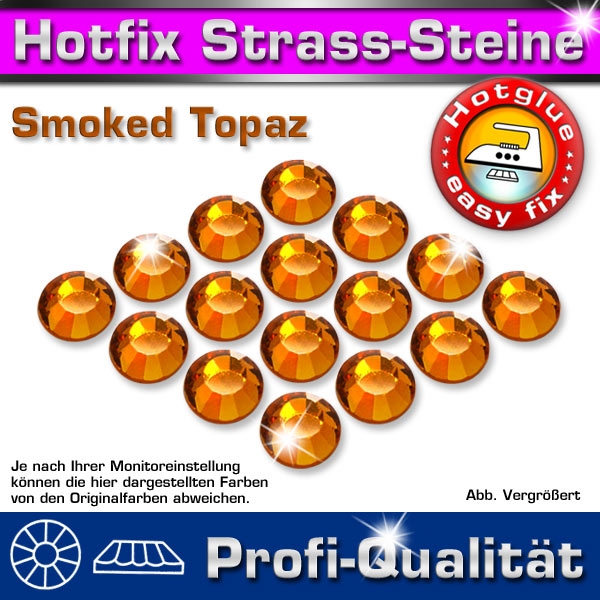 ShineStone 2cut Hotfix Strass-Steine SS16 Braun (Smoked Topaz) - Profi-Qualität
