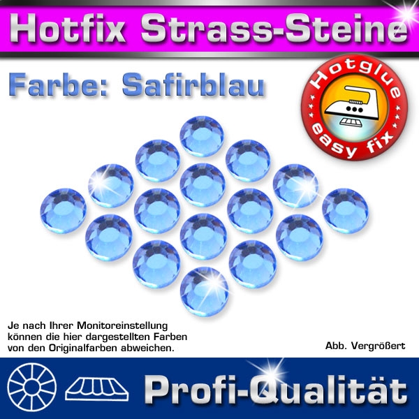 ShineStone 2cut Hotfix Strass-Steine SS20 Safirblau (Sapphire) - Profi-Qualität