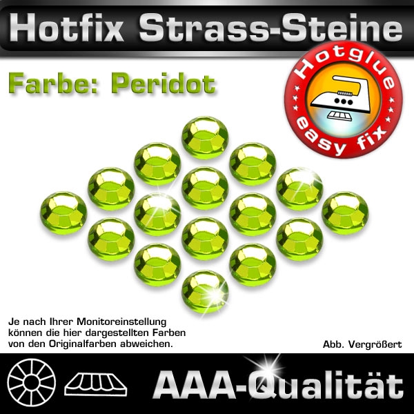 ShineStone 2cut Hotfix Strass-Steine SS6 Hellgrün (Peridot) - Profi-Qualität