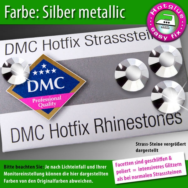 DMC Hotfix Strass-Steine SS10 Farbe Silber metallic