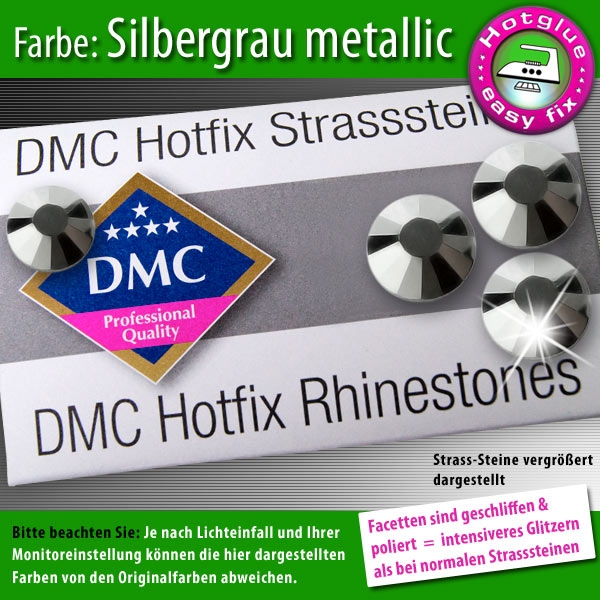 DMC Hotfix Strass-Steine SS10 Farbe Silbergrau metallic