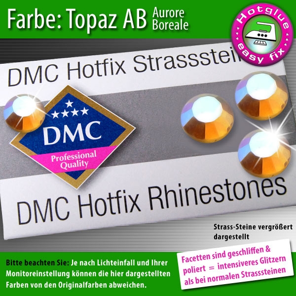 DMC Hotfix Strass-Steine SS6 Farbe Topaz AB (Goldbraun AB)