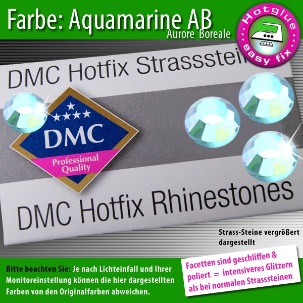 DMC Hotfix Strass-Steine SS6 Farbe Aquamarine AB