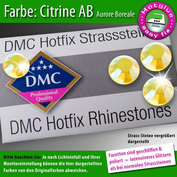 DMC Hotfix Strass-Steine SS10 Farbe Citrine AB